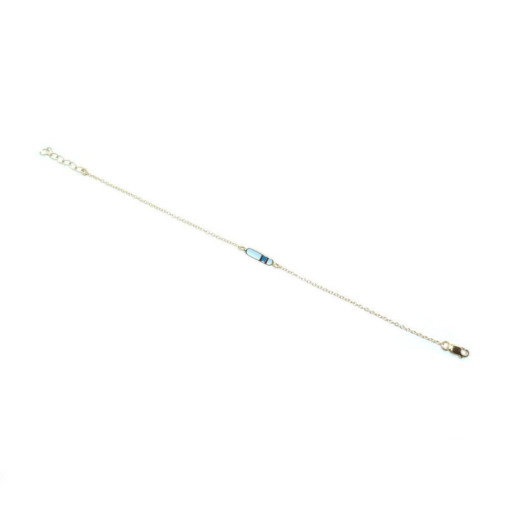 Mini Pastel Blue & Teal Enamel Gold Bracelet (Made in New York)